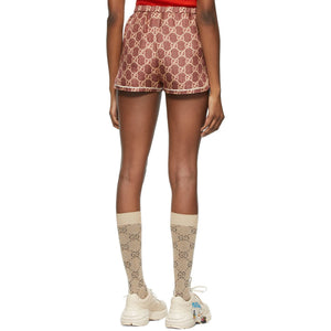 Gucci Burgundy Silk GG Supreme Shorts