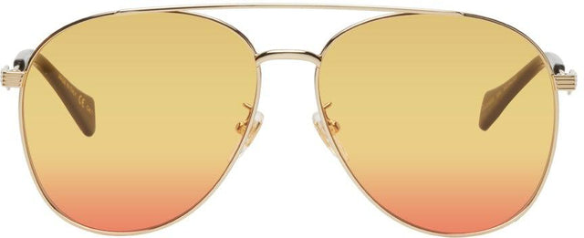 Gucci Gold Aviator Sunglasses - Lunettes de soleil Gucci Gold Aviator - 구찌 골드 비행가 선글라스