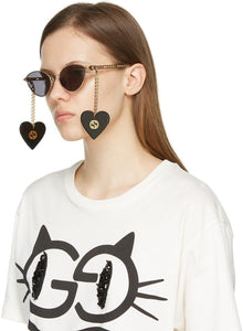 Gucci Gold Chain Cat-Eye Sunglasses