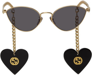 Gucci Gold Chain Cat-Eye Sunglasses - Lunettes de soleil à la chaîne d'or Gucci Gold - 구찌 골드 체인 고양이 눈 선글라스