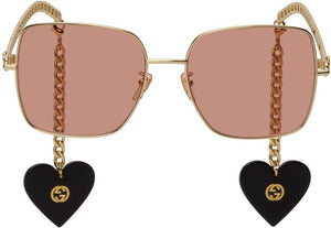 Gucci Gold Chain Square Sunglasses - Lunettes de soleil carrées de la chaîne d'or Gucci - 구찌 골드 체인 스퀘어 선글라스