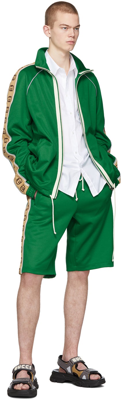 Gucci Green Jersey GG Ribbon Shorts