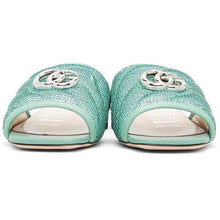 Gucci Green Sequin GG Slides