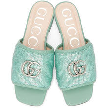 Gucci Green Sequin GG Slides