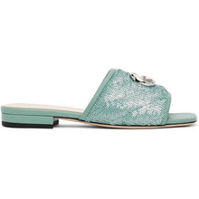 Gucci Green Sequin GG Slides - GUCCI GREEN SEQUIN GL DLOCES - Gucci 그린 스팽글 GG 슬라이드
