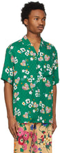 Gucci Green Silk GG Graphic Shirt