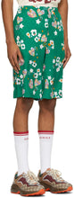 Gucci Green Silk GG Graphic Shorts
