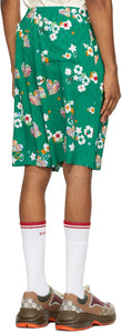 Gucci Green Silk GG Graphic Shorts