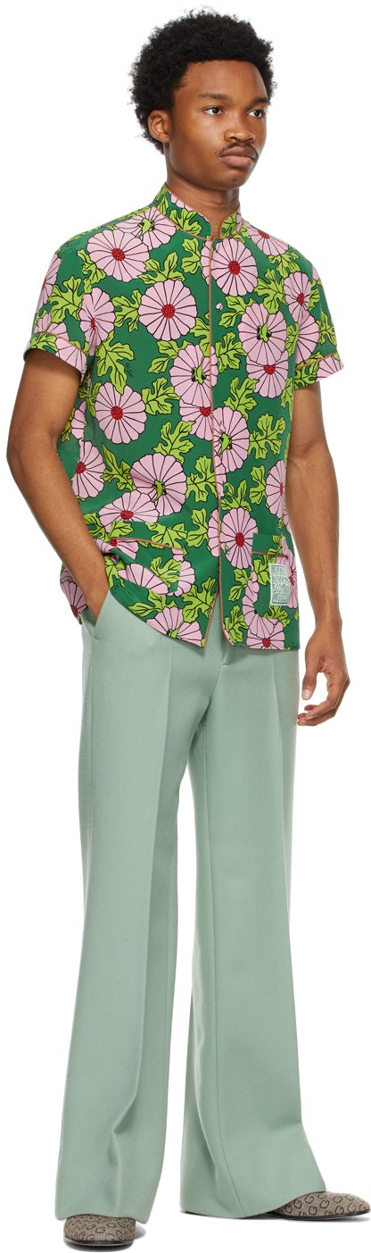 Gucci Green Wool Vintage Cover Trousers