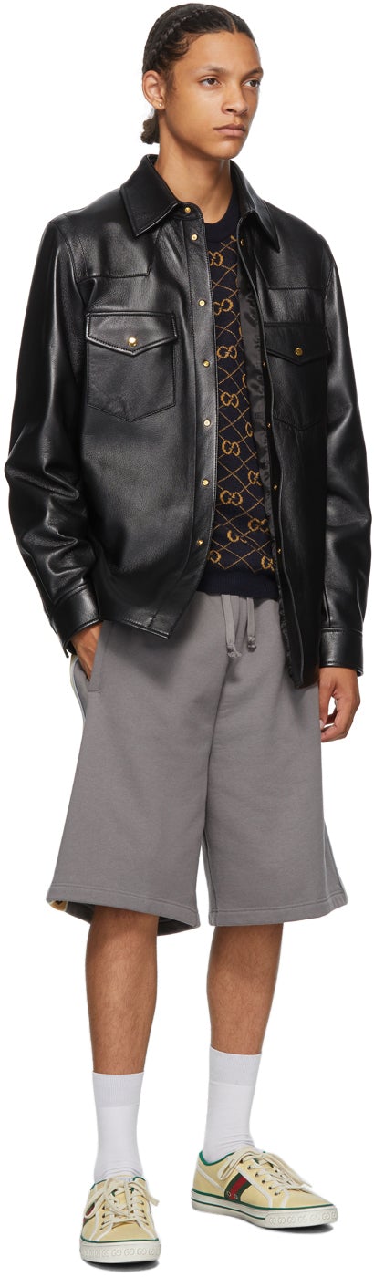 Gucci Grey Cotton Jersey Shorts