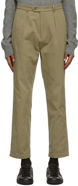 Gucci Khaki Interlocking G Patch Trousers - Gucci Kaki Interlocking G Patch Patch Patch - Gucci Khaki 연동 G 패치 바지