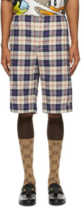 Gucci Multicolor Disney Edition Cotton Check Shorts - Short de chèque de coton en coton de gucci multicolore Disney - 구찌 여러 가지 빛깔의 디즈니 판 코튼 체크 반바지