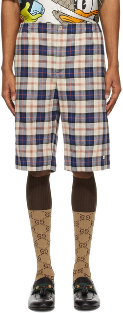 Gucci Multicolor Disney Edition Cotton Check Shorts - Short de chèque de coton en coton de gucci multicolore Disney - 구찌 여러 가지 빛깔의 디즈니 판 코튼 체크 반바지