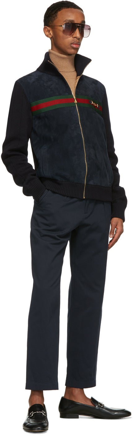 Gucci Navy Interlocking G Patch Trousers