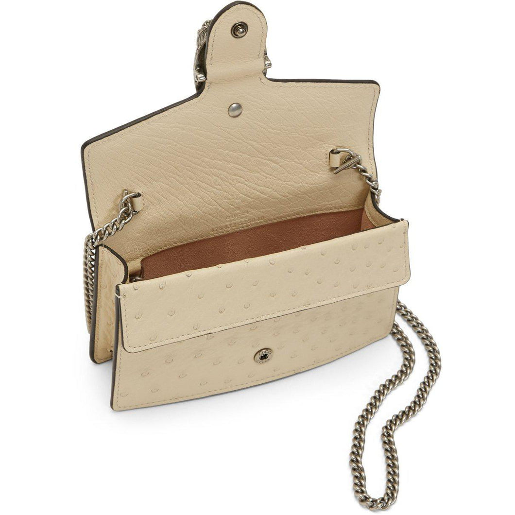 Gucci Off-White Super Mini Ostrich Dionysus Wallet Chain Bag - Gucci Off-White Super Mini Ostrich Dionysos porte-chaîne portefeuille - 구찌 오프 화이트 슈퍼 미니 타스 트리 어 Dionysus 지갑 체인 가방