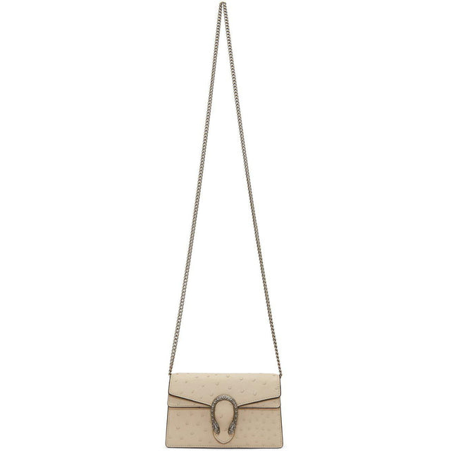 Gucci Off-White Super Mini Ostrich Dionysus Wallet Chain Bag