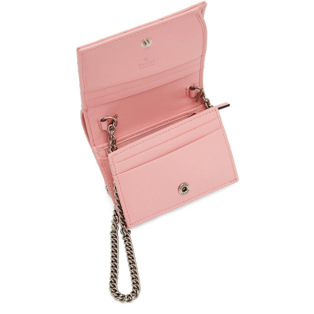 Gucci Pink GG Marmont Card Wallet Bag - Gucci rose gg marmont carte portefeuille - 구찌 핑크 GG Marmont Card Wallet Bag.