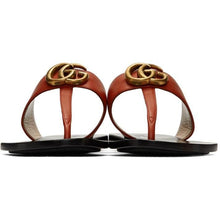 Gucci Red Leather Double G Sandals