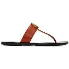 Gucci Red Leather Double G Sandals