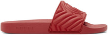 Gucci Red Quilted GG Pool Slides - Gucci rouge matelassé GG Diapositives de la piscine - 구찌 레드 퀼트 GG 풀 슬라이드