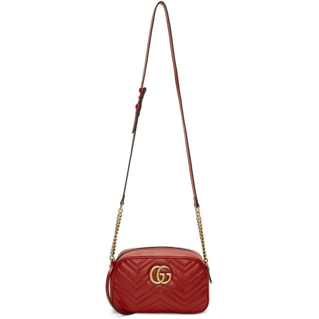 Gucci Red Small GG Marmont 2.0 Camera Bag