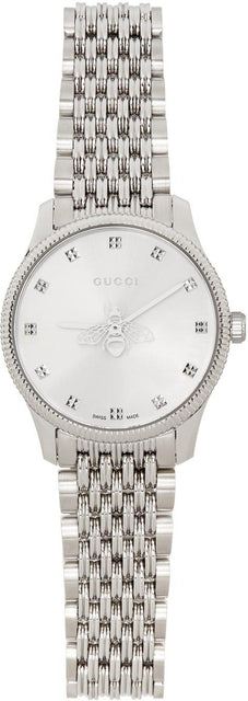 Gucci Silver 29mm G-Timeless Bee Watch - Montre d'abeille intemporelle Gucci Silver 29mm G-Timeless - 구찌 실버 29mm G-Timeless Bee Watch.