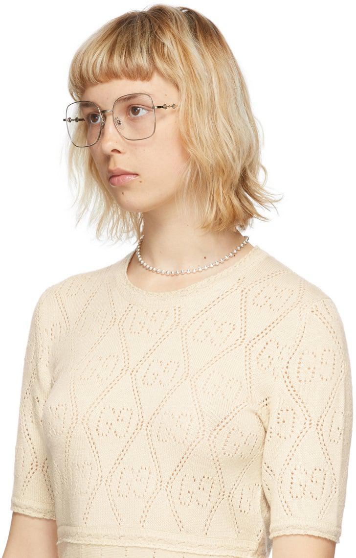 Gucci Silver Rectangular Horsebit Glasses