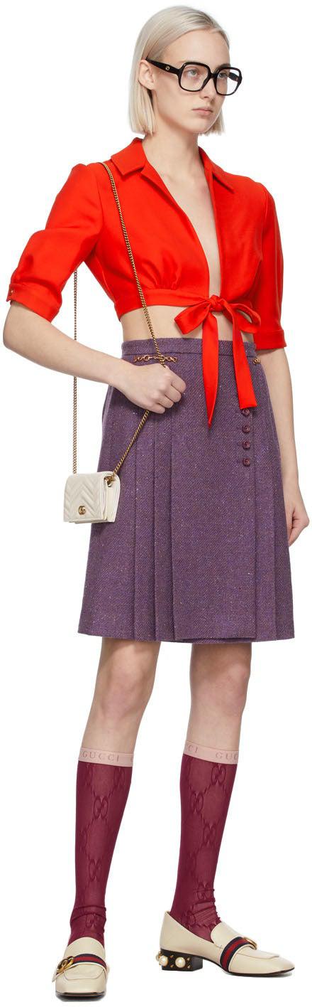 Gucci White GG Marmont 2.0 Chain Wallet Bag