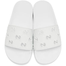 Gucci White GG Pool Slides