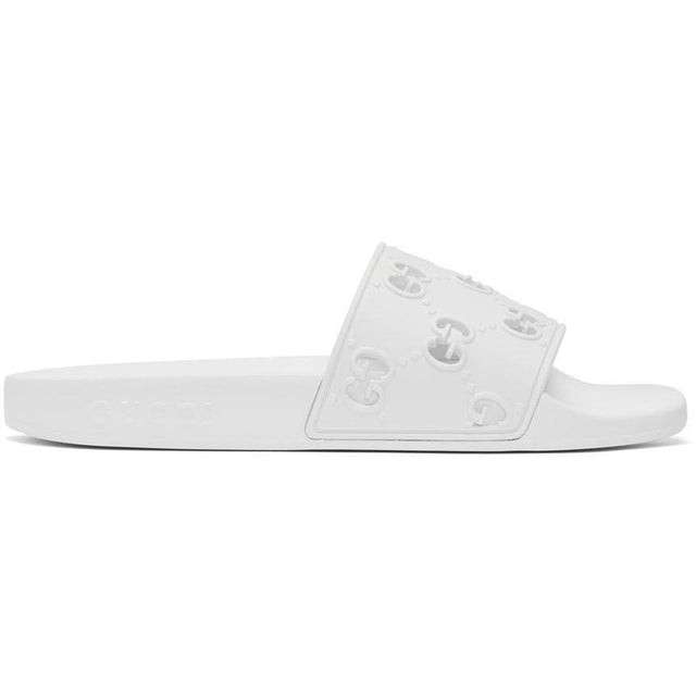 Gucci White GG Pool Slides - Gucci White GG Pools Diapositures - 구찌 화이트 GG 풀 슬라이드