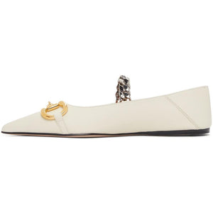 Gucci White Horsebit Ballet Flats