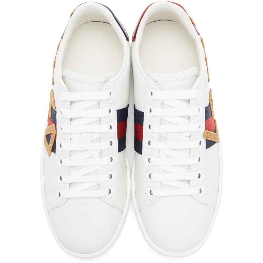 Gucci White 'Loved' Ace Sneakers - Les baskets Ace de Gucci White 'aimé' - Gucci 화이트 '사랑하는'에이스 스니커즈