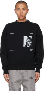 HELIOT EMIL Black Print Sweatshirt - Sweat-shirt à imprimé noir Heliot Emil - Heliot Emil 블랙 프린트 스웨터