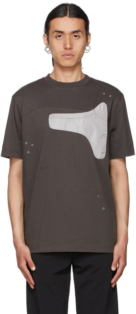 HELIOT EMIL Grey Pocket T-Shirt - T-shirt Heliot Emil Grey Pocket Pocket - 헬리엇 에밀리 회색 주머니 티셔츠