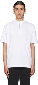 HELIOT EMIL White Mock Neck Zip T-Shirt - Heliot Emil T-shirt zip sim moque - Heliot Emil 화이트 모의 목 티셔츠 셔츠