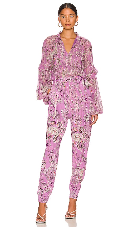 HEMANT AND NANDITA Mavi Belted Jumpsuit in Purple Hemant et Nandita Mavi ceinture ceinturée en violet Hemant和Nandita Mavi穿着紫色的连身裤