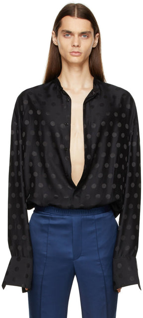 Haider Ackermann Black Silk Polka Dot Shirt - Haider Ackermann Black Silk Polka Dot Shirt - haider ackermann 검은 실크 폴카 도트 셔츠