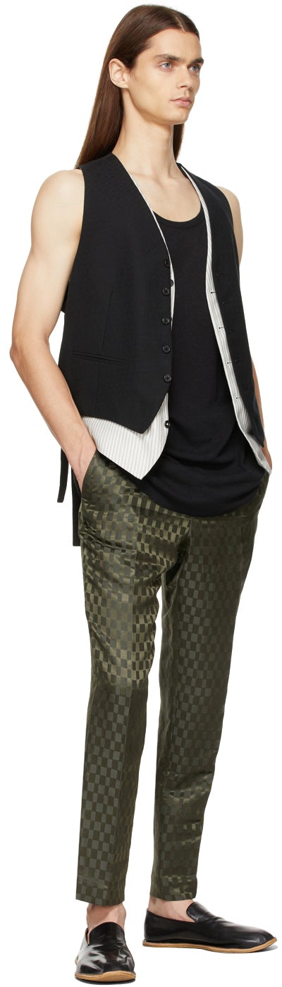 Haider Ackermann Khaki Silk Skinny Trousers