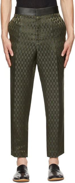 Haider Ackermann Khaki Silk Skinny Trousers - Haider Ackermann Khaki Silk Pantalon maigre - Haider Ackermann Khaki 실크 스키니 바지