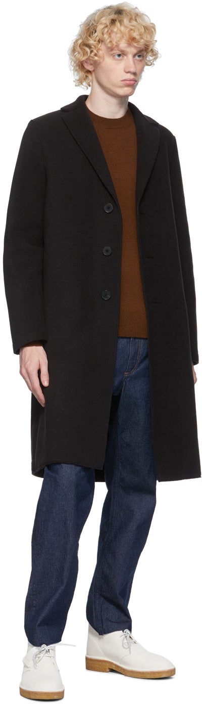 Harris Wharf London Black Fleece Coat