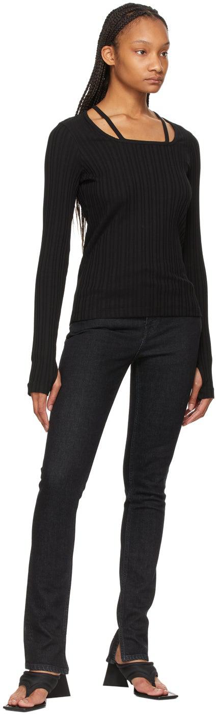 Helmut Lang Black Square Neck Long Sleeve T-Shirt