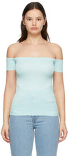 Helmut Lang Blue Off-The-Shoulder T-Shirt - T-shirt Helmut Lang Blue Off-the-Spother - Helmut Lang Blue Off-The-Shoulder 티셔츠