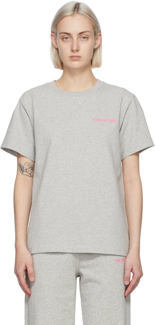 Helmut Lang Grey Logo T-Shirt - T-shirt Logo Helmut Lang Grey - Helmut Lang Gray 로고 티셔츠