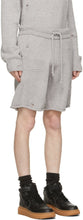 Helmut Lang Grey Wool Distressed Shorts