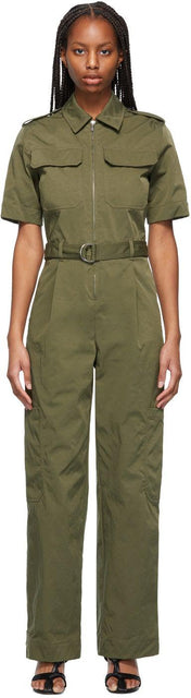 Helmut Lang Khaki Utility Jumpsuit - Helmut Lang Khaki Utility Combinaisons - Helmut Lang Khaki 유틸리티 Jumpsuit.