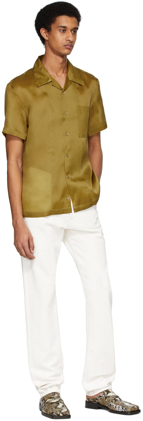 Helmut Lang Tan Silk Casual Fit Shirt