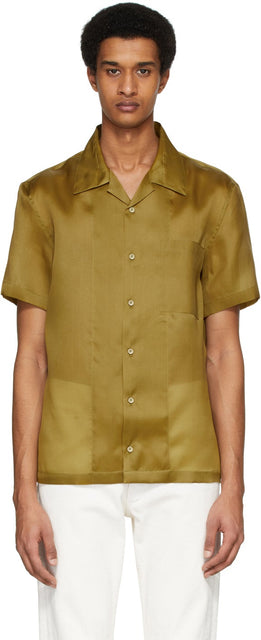 Helmut Lang Tan Silk Casual Fit Shirt - Chemise de coupe décontractée en soie Helmut Lang Tan Tan - Helmut Lang Tan 실크 캐주얼 셔츠 셔츠