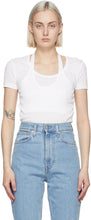 Helmut Lang White Halter T-Shirt - T-shirt Halter Halter Helmut Lang Blanc - Helmut Lang 화이트 고삐 T 셔츠