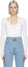 Helmut Lang White Wrap Long Sleeve T-Shirt - T-shirt à manches longues à manches longues de Helmut Lang - Helmut Lang 화이트 랩 긴 소매 티셔츠