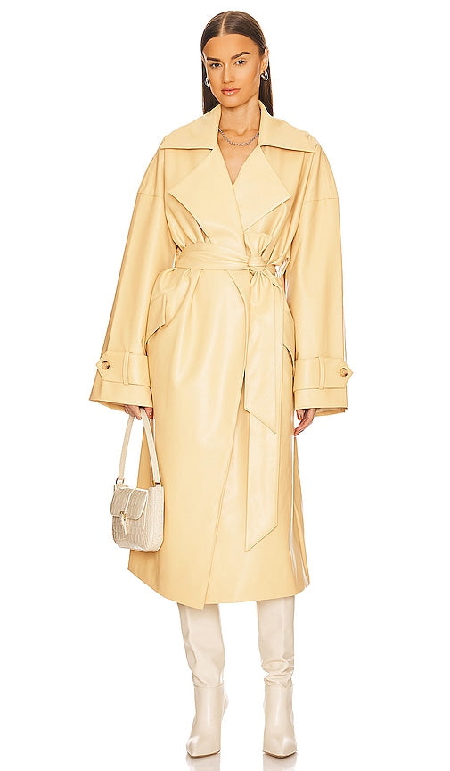 Helsa Waterbased Faux Leather Trench Coat in Tan Trench-coat à base en faux cuir à base d'Helsa dans le bronzage 赫尔萨水基的人造皮革风衣